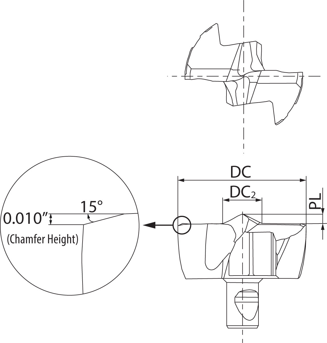 Kyocera DA 2400MFTPH PR1535 Grade PVD Carbide, Replaceable Drill Tip - Image 2