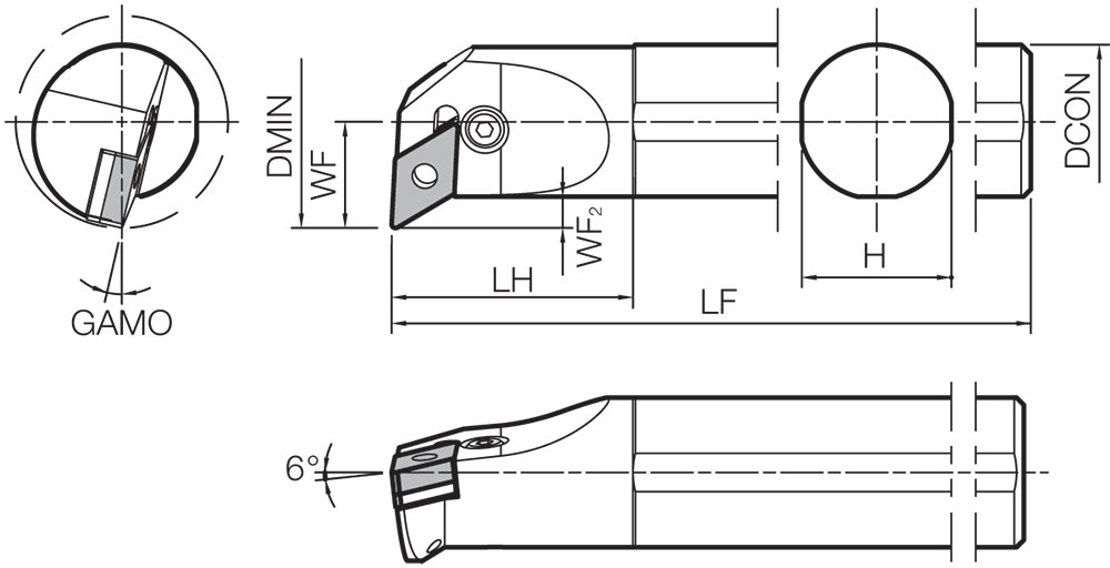 Kyocera S40TPDUNL1554 Left-Hand, Negative Rake, Boring Bar - Image 2