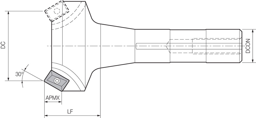 Kyocera FM 200030R8 Inch Bore Diameter, 30 Degree Face Mill