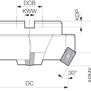 Kyocera FM 200030LH Inch Bore Diameter, 30 Degree Face Mill