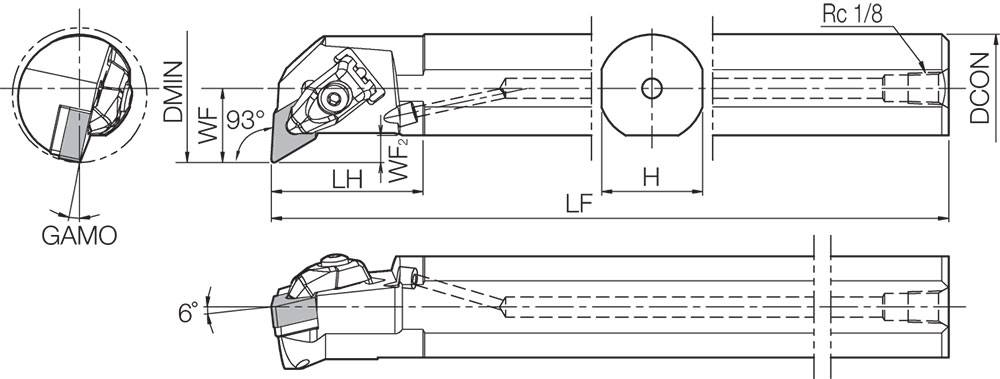 Kyocera A32SDDUNL1540 Left-Hand, Negative Rake, Coolant-Through Boring Bar - Image 2