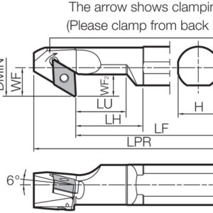 Kyocera S25RPDZNR1532 Right-Hand, Negative Rake, Boring Bar